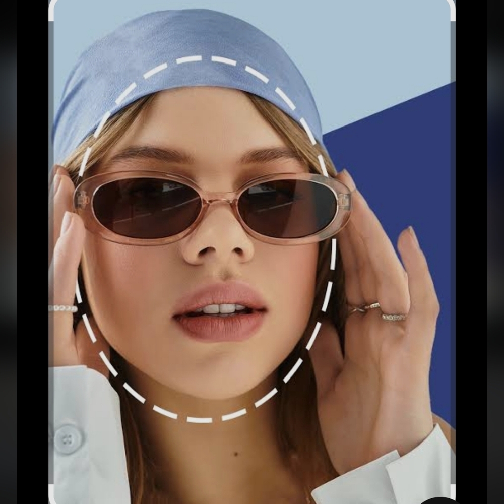Oval Beige Sunglasses As Seen On Gigi Hadid Y2K Supermodel Festival New As Is - Picture 15 of 15